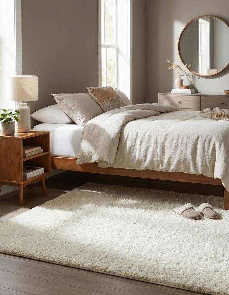 Detail image of  5' x 5' Soft Solid Shag Square Rug