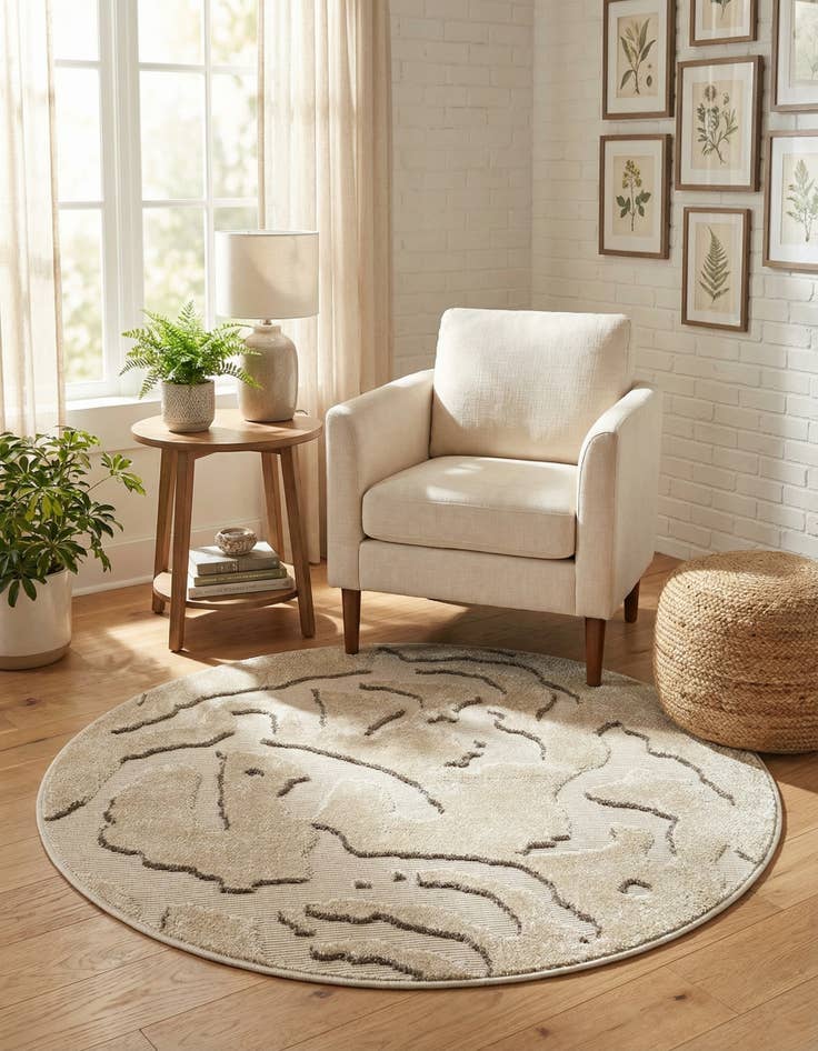 Detail image of  3' x 3'  Washable Sabrina Soto Indoor / Outdoor Round Rug