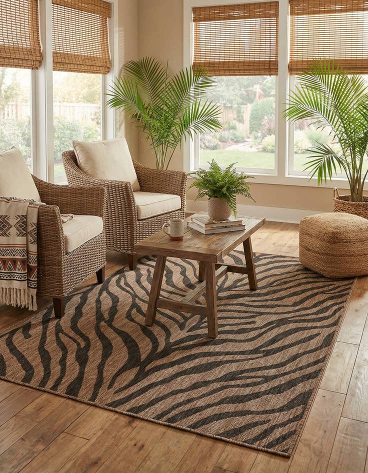 Detail image of 5' 3 x 8'  Washable Safari Indoor / Outdoor Rug