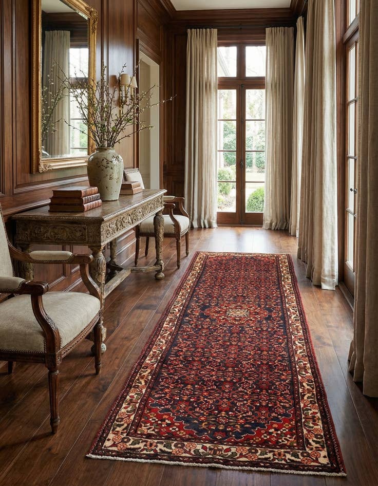 Detail image of 3' 8 x 10' 10 Hamedan Wool Runner Rug