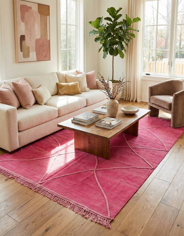 Detail image of 5' 6 x 8'  Hand Woven Kilim Modern Wool Rug