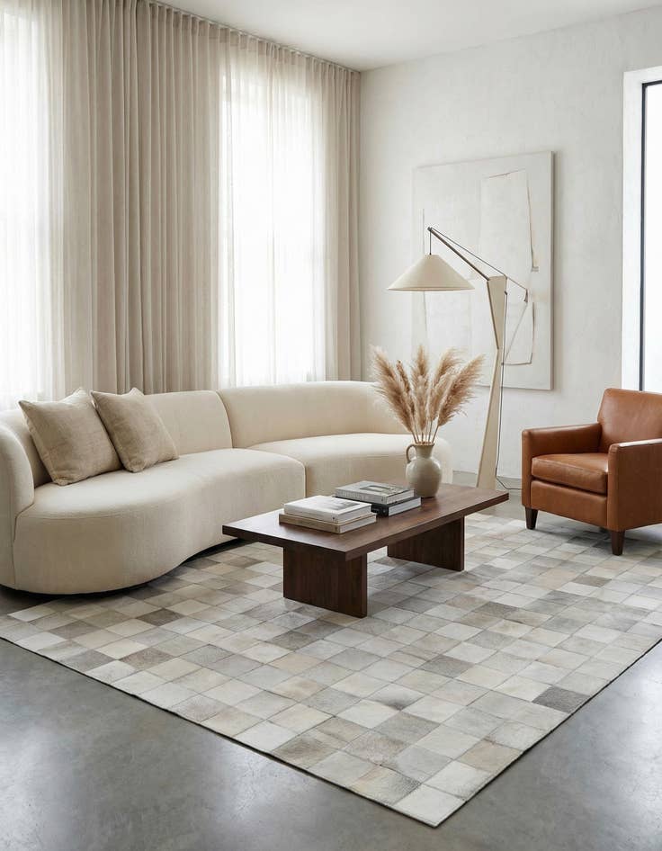 Detail image of 5' x 7' 10 Cowhide Leather Rug