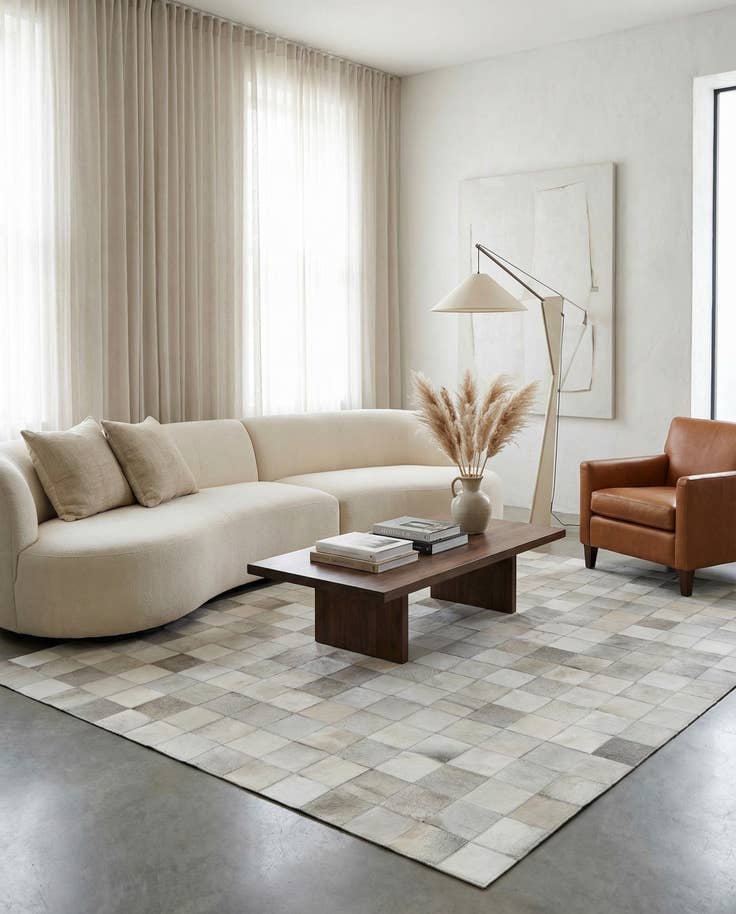 Detail image of 5' x 7' 10 Cowhide Leather Rug