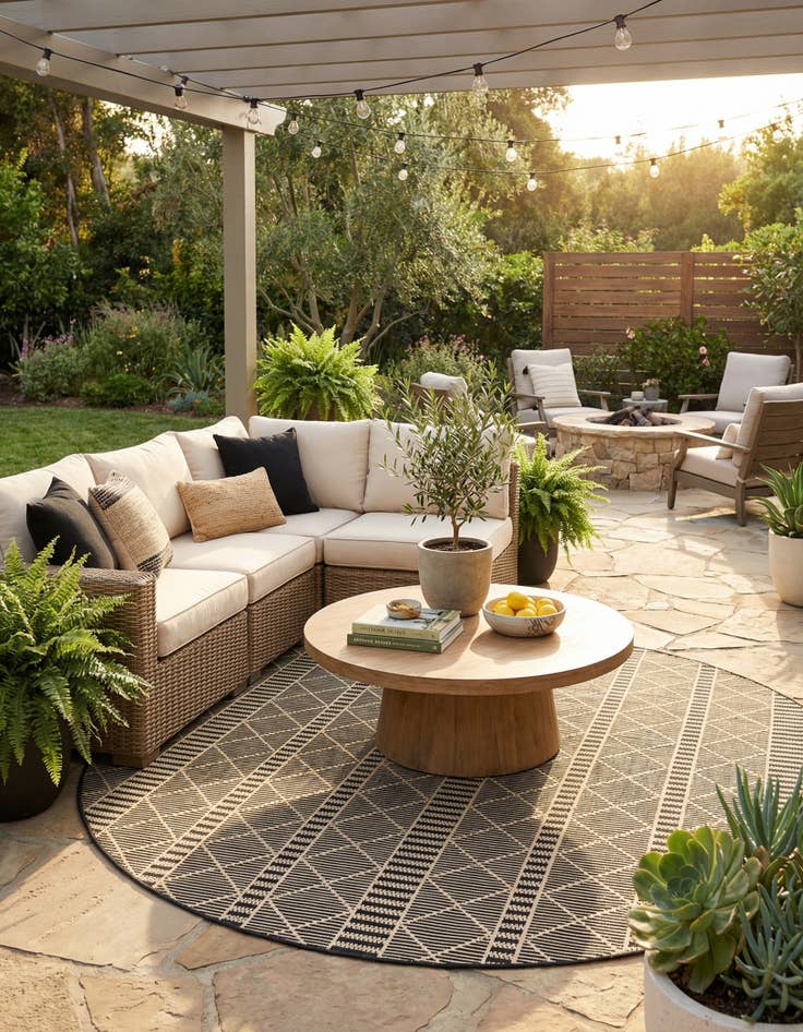 Detail image of 10' x 10'  Washable Trellis Indoor / Outdoor Round Rug