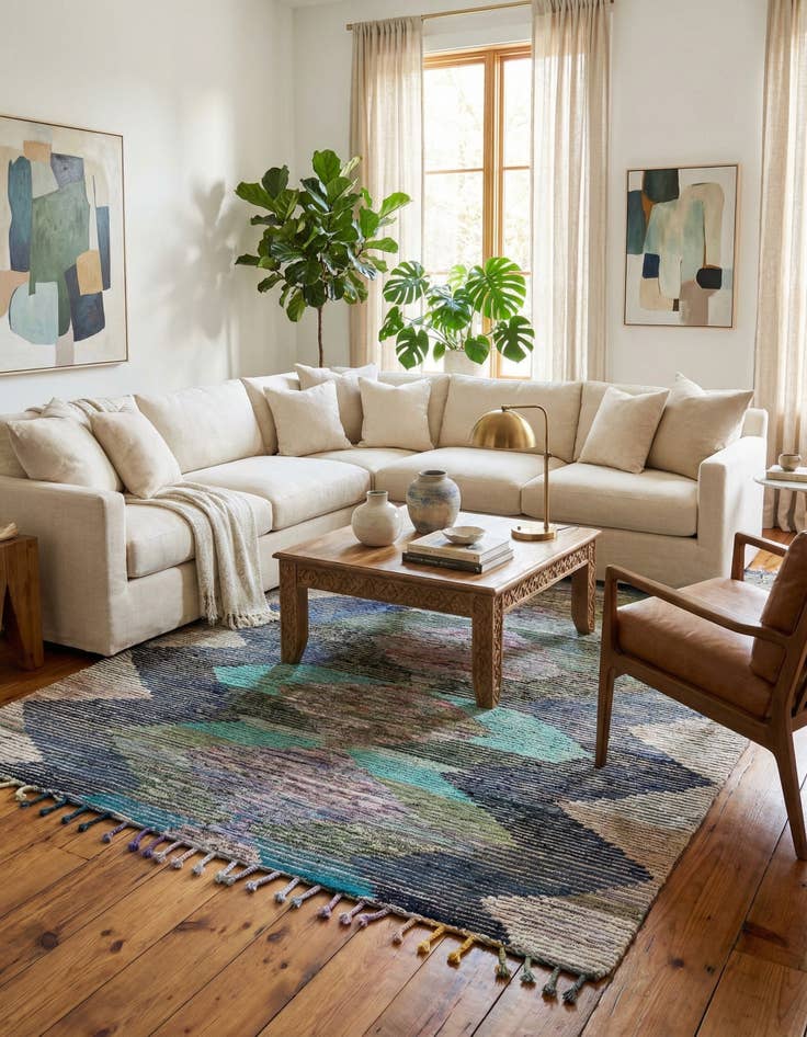 Detail image of 8' 2 x 10'  Hand Knotted Moroccan Wool Rug