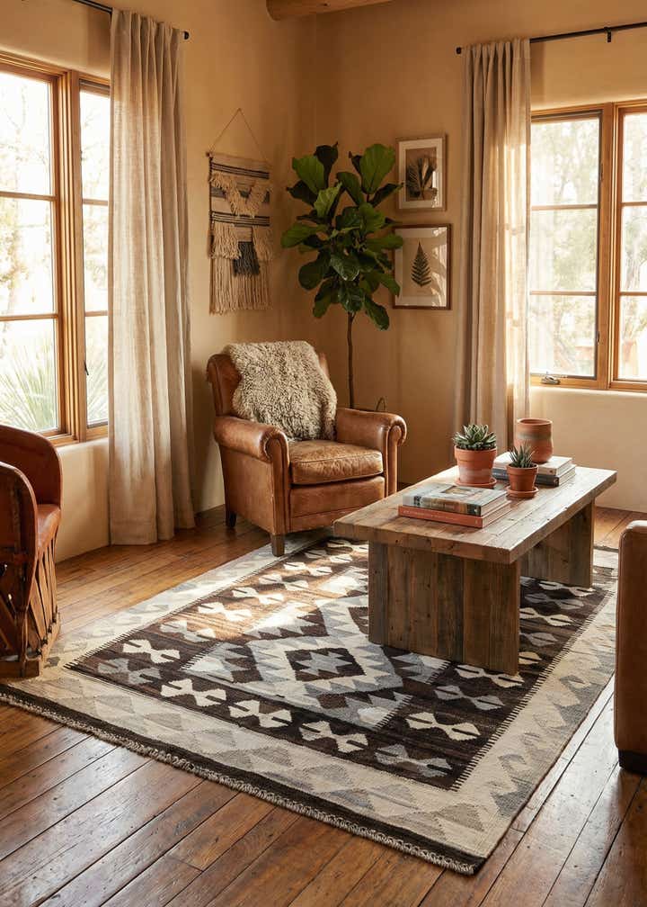 5' x 6' 7 Hand Woven Kilim Maymana Wool Rug