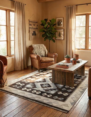 5' x 6' 7 Hand Woven Kilim Maymana Wool Rug