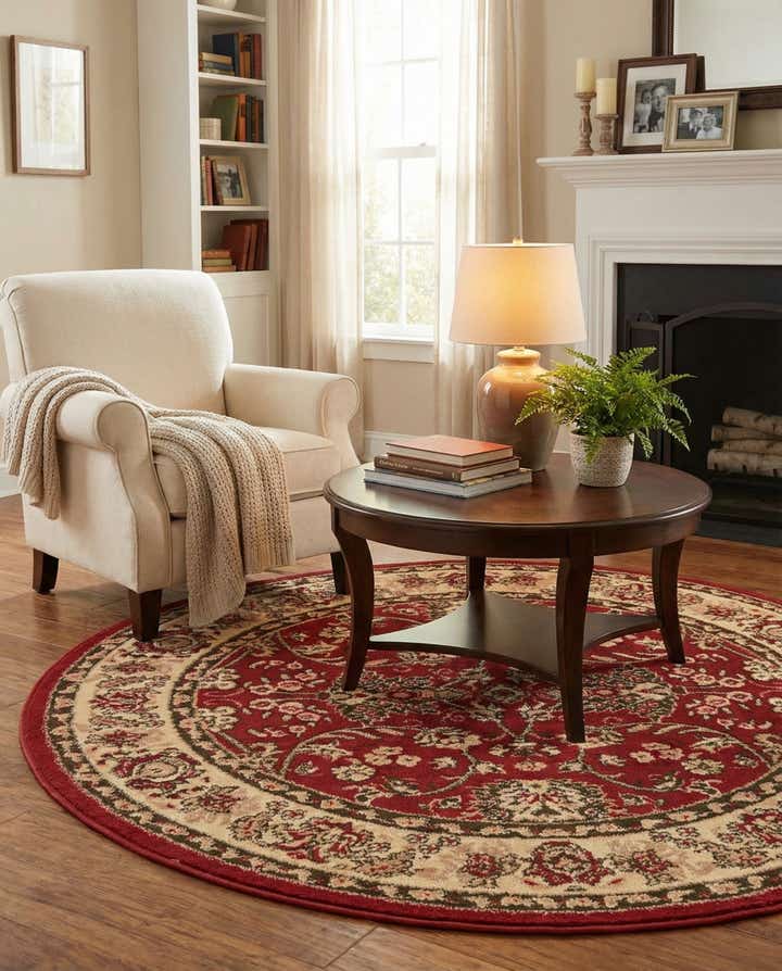 4' x 4' Kashan Design Round Rug