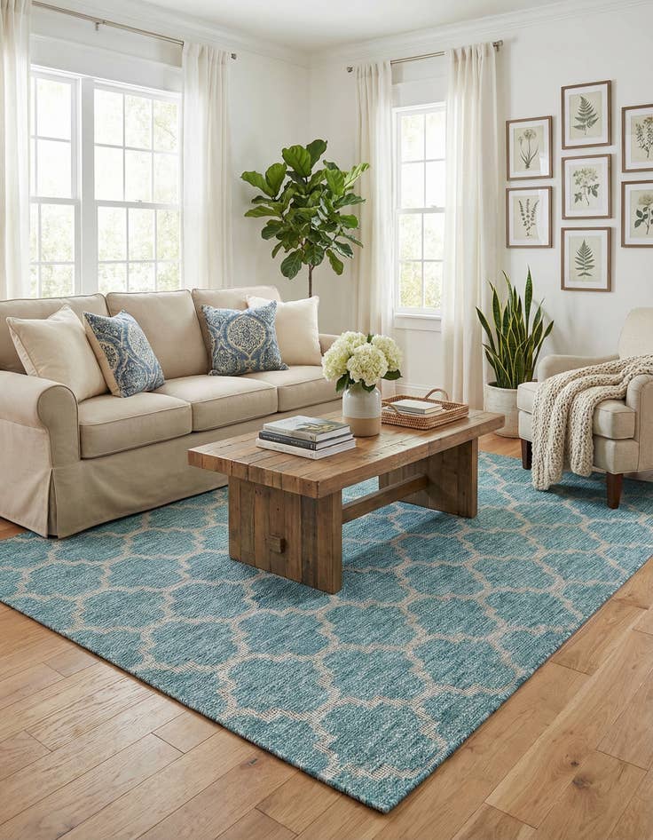 Detail image of 6' x 9'  Washable Trellis Indoor / Outdoor Rug