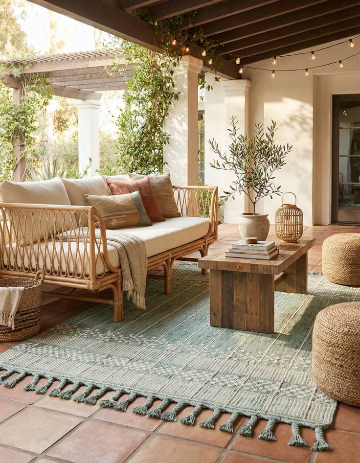 Detail image of 5' 1 x 8'  Washable Eco Bohemian Indoor / Outdoor Rug