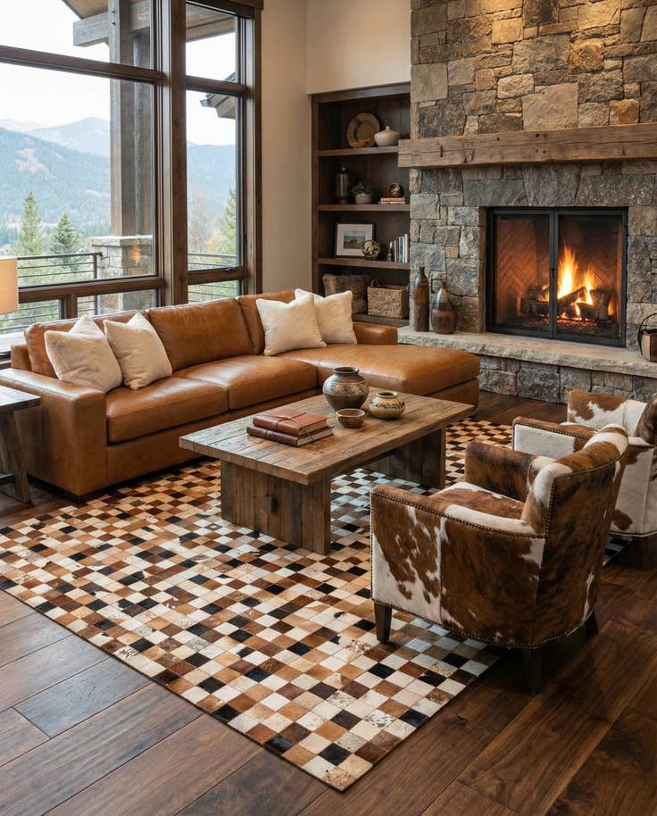 Detail image of 8' x 10' Cowhide Leather Rug