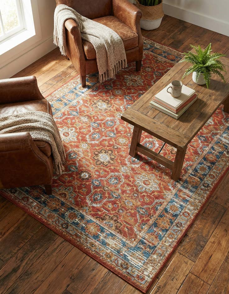 Detail image of 4' x 6'  Washable Traditional Indoor / Outdoor Rug