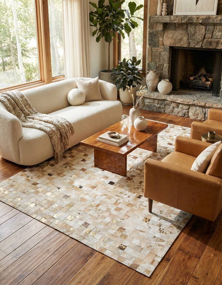 Detail image of  8' 1 x 9' 9 Cowhide - Patchwork Rug