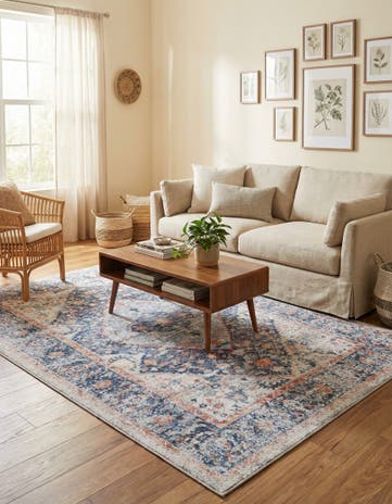 Navy Blue Washable Yara Rug