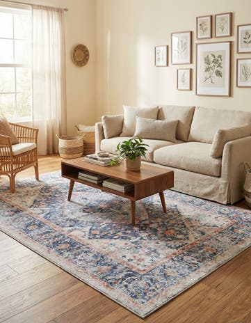 Navy Blue Washable Yara Rug