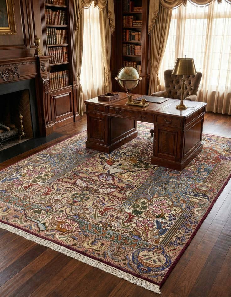 Detail image of 9' 9 x 12' 10 Hand Knotted Kashmar Persian Wool Rug