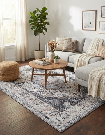 Linen Charcoal Washable Yara Rug