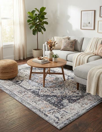 Linen Charcoal Washable Yara Rug