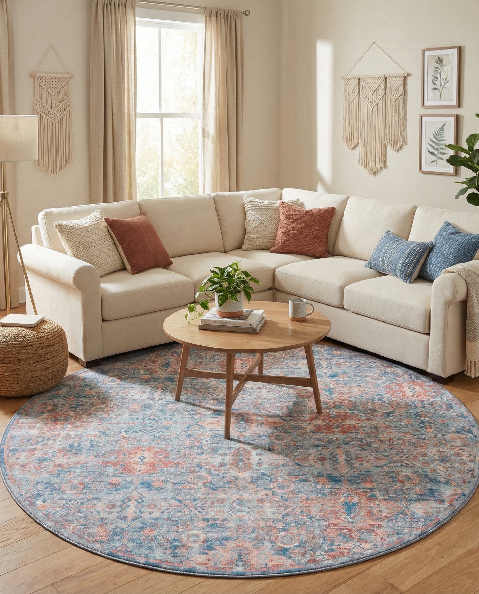 7' 7 x 7' 7 Washable Timeless Round Rug
