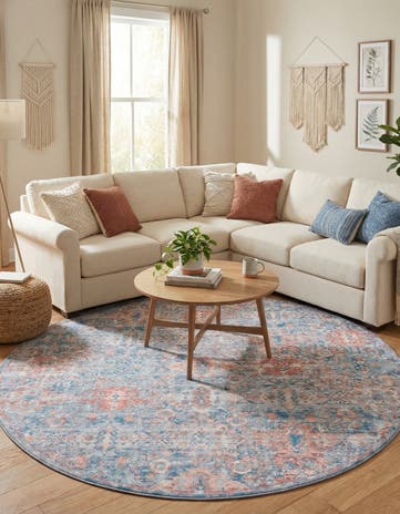 7' 7 x 7' 7 Washable Timeless Round Rug