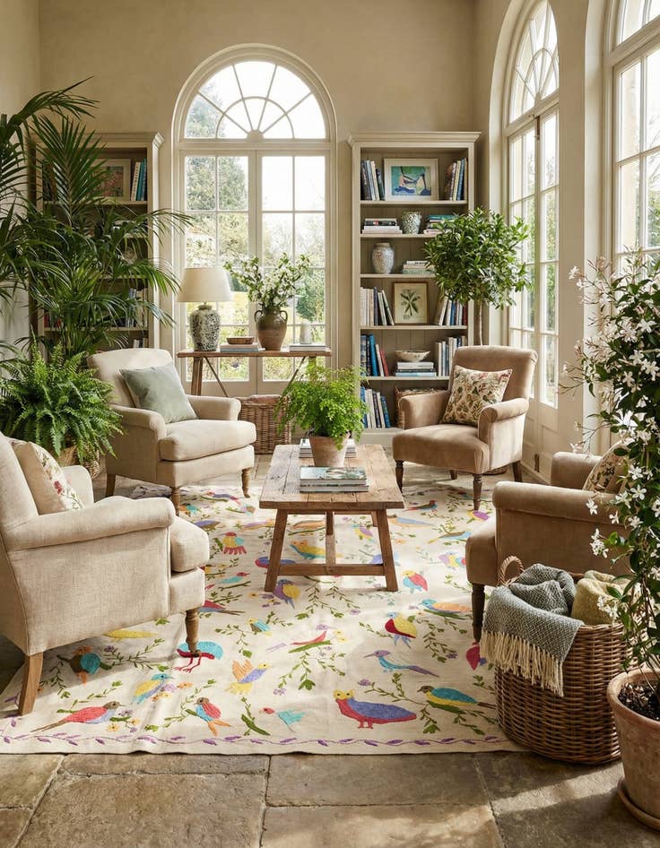 Detail image of 8' x 9' 4  Hand Woven Kilim Suzani Wool Rug