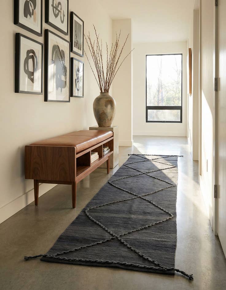 Detail image of 2' 7 x 9' 8  Hand Woven Kilim Modern Wool Runner Rug