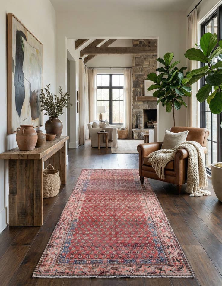 Detail image of 3' 10 x 9' 6  Hand Knotted Ultra Vintage Persian Wool Runner Rug