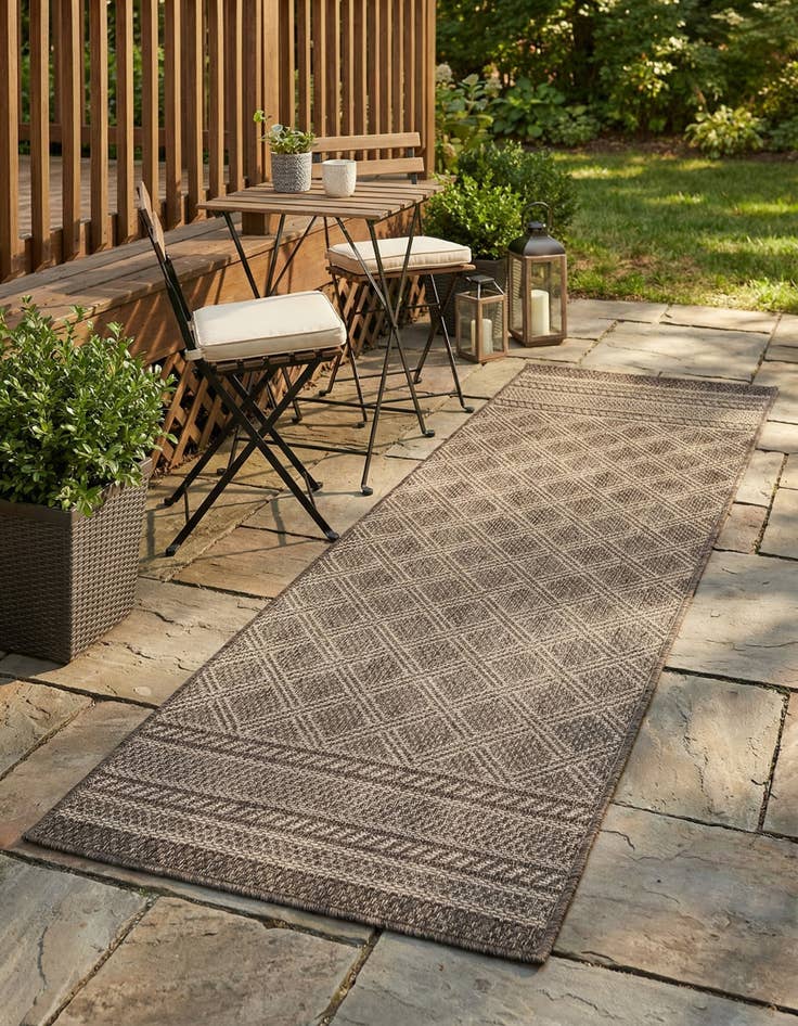 Detail image of 2' x 6' 1  Washable Trellis Indoor / Outdoor Runner Rug