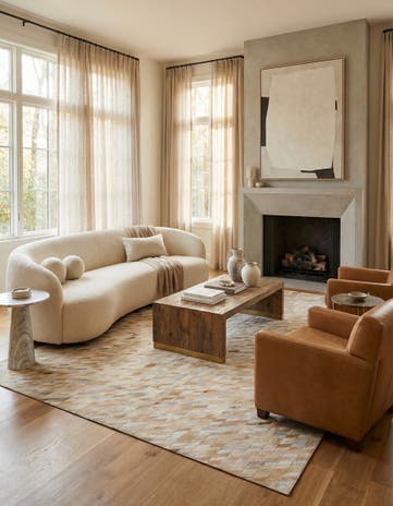 8' 2 x 9' 10 Cowhide Leather Rug