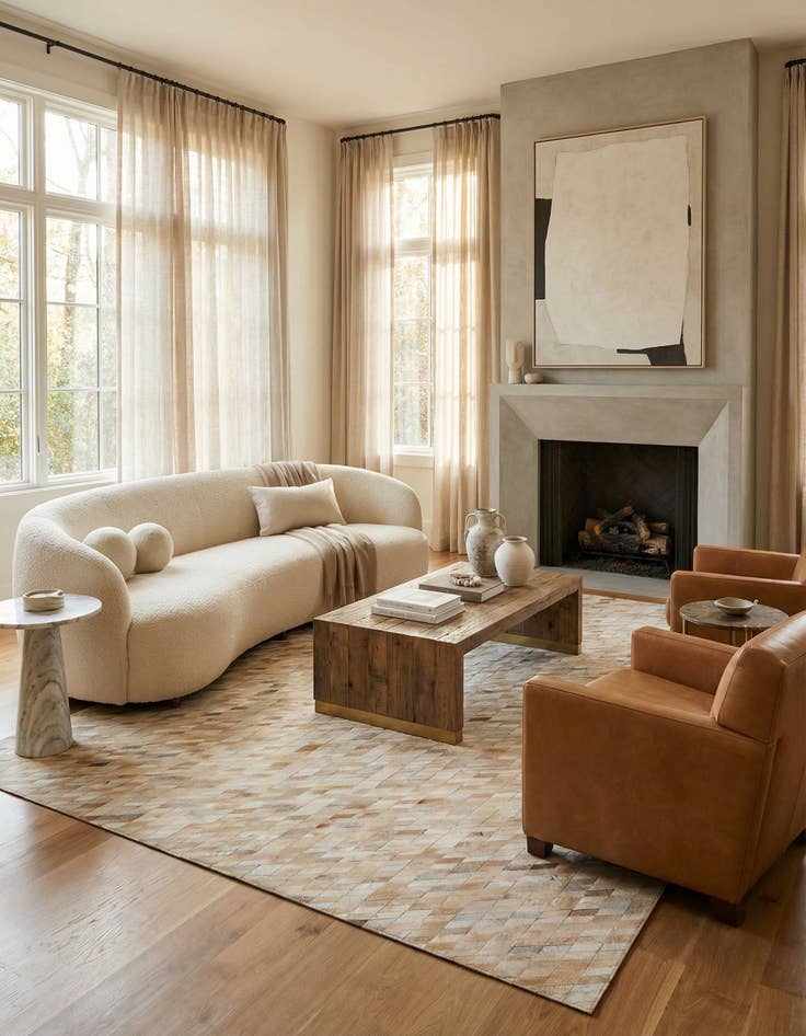 Detail image of 8' 2 x 9' 10 Cowhide Leather Rug