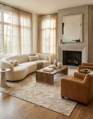8' 2 x 9' 10 Cowhide Leather Rug