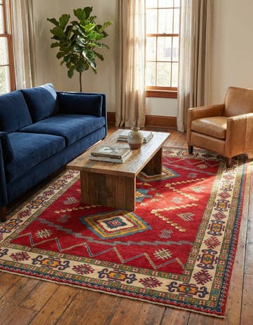 5' 8 x 8' Hand Knotted Kazak Rug