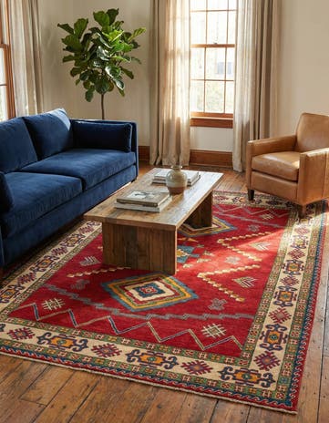 5' 8 x 8' Hand Knotted Kazak Rug
