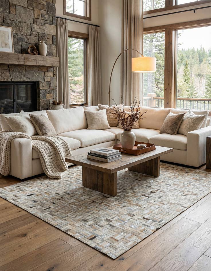 Detail image of 5' x 8' Cowhide Leather Rug