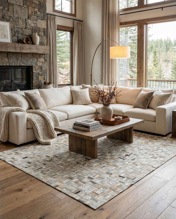 5' x 8' Cowhide Leather Rug