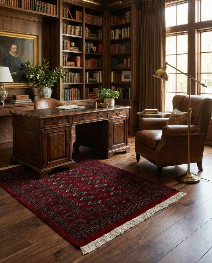 Detail image of 4' 3 x 5' 8 Hand Knotted Torkaman Persian Wool Rug