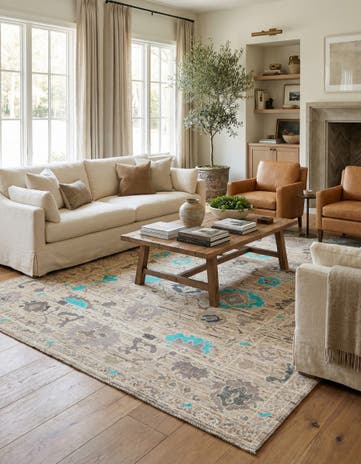 8' 6 x 10' 6 Hand Knotted Oushak Wool Rug