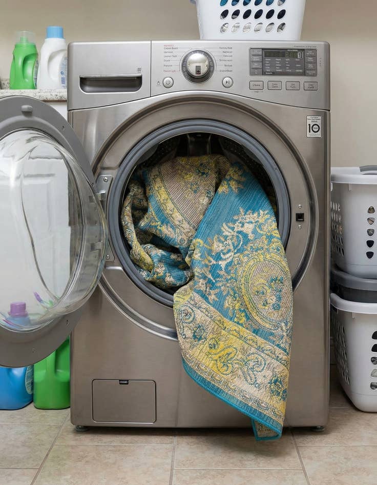 Detail image of 5' 3 x 8'  Washable Traditional Indoor / Outdoor Rug