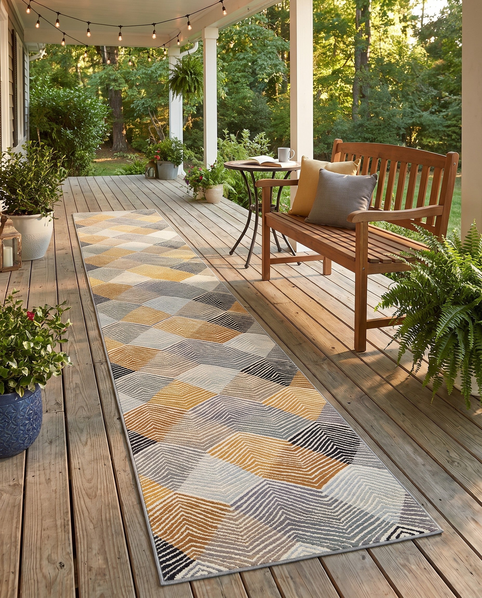 2' 7 x 12' Easy-Clean Modern Indoor / Outdoor Runner Rug