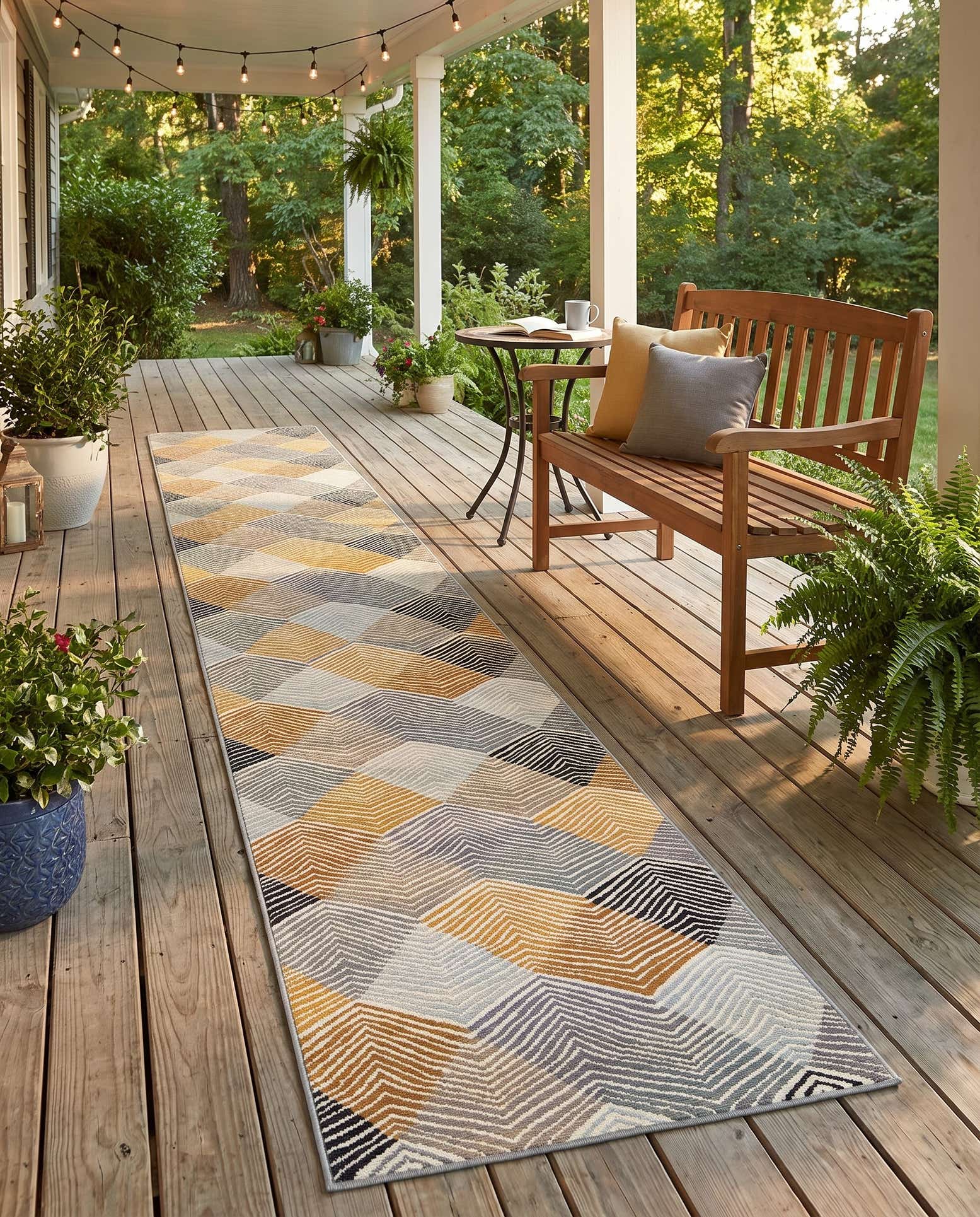 2' 7 x 12' Easy-Clean Modern Indoor / Outdoor Runner Rug