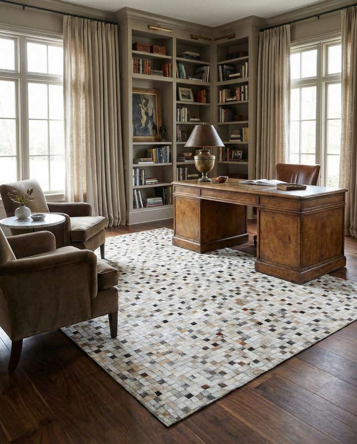 5' 2 x 8' Cowhide Leather Rug