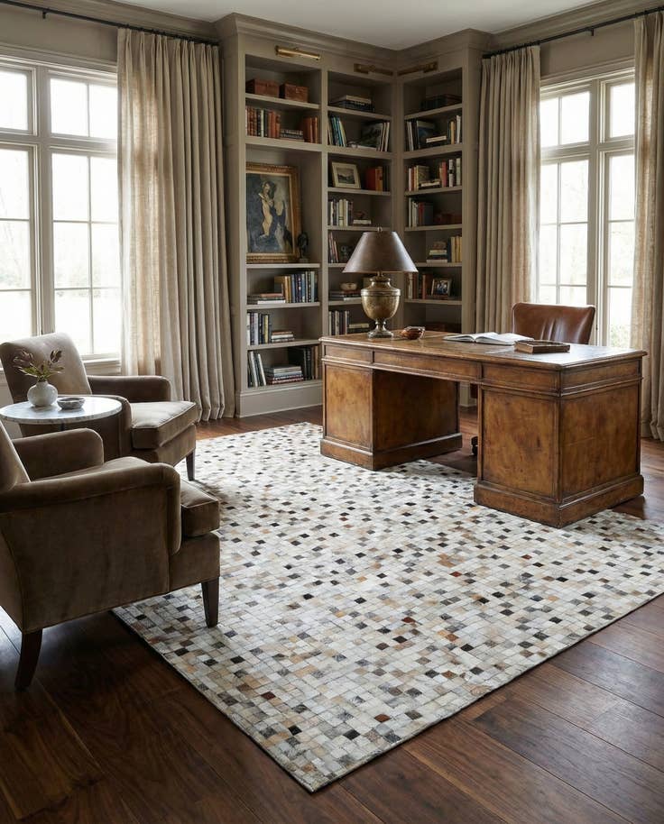 Detail image of 5' 2 x 8' Cowhide Leather Rug