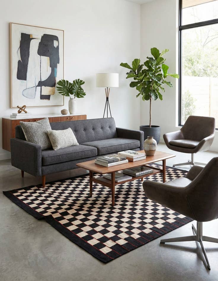 Detail image of 5' 8 x 7' 9  Hand Woven Kilim Modern Wool Rug