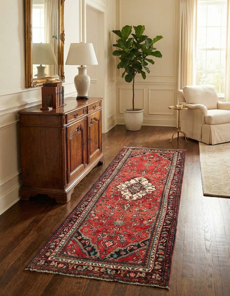 Detail image of 3' 6 x 9' 11 Hamedan Wool Runner Rug