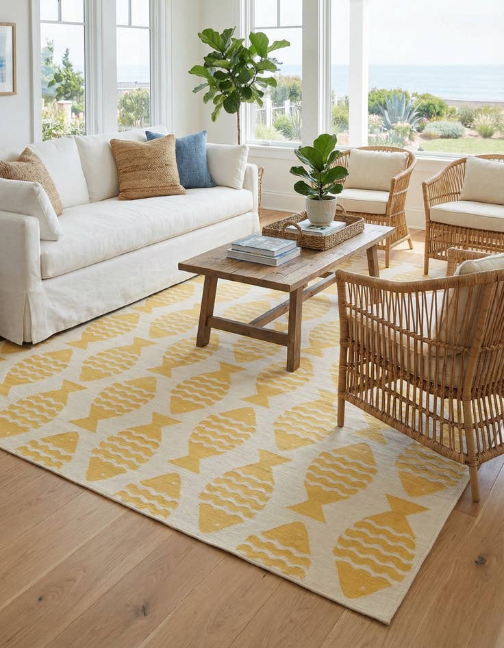 Detail image of 13' x 13'  Washable Coastal Indoor / Outdoor Square Rug