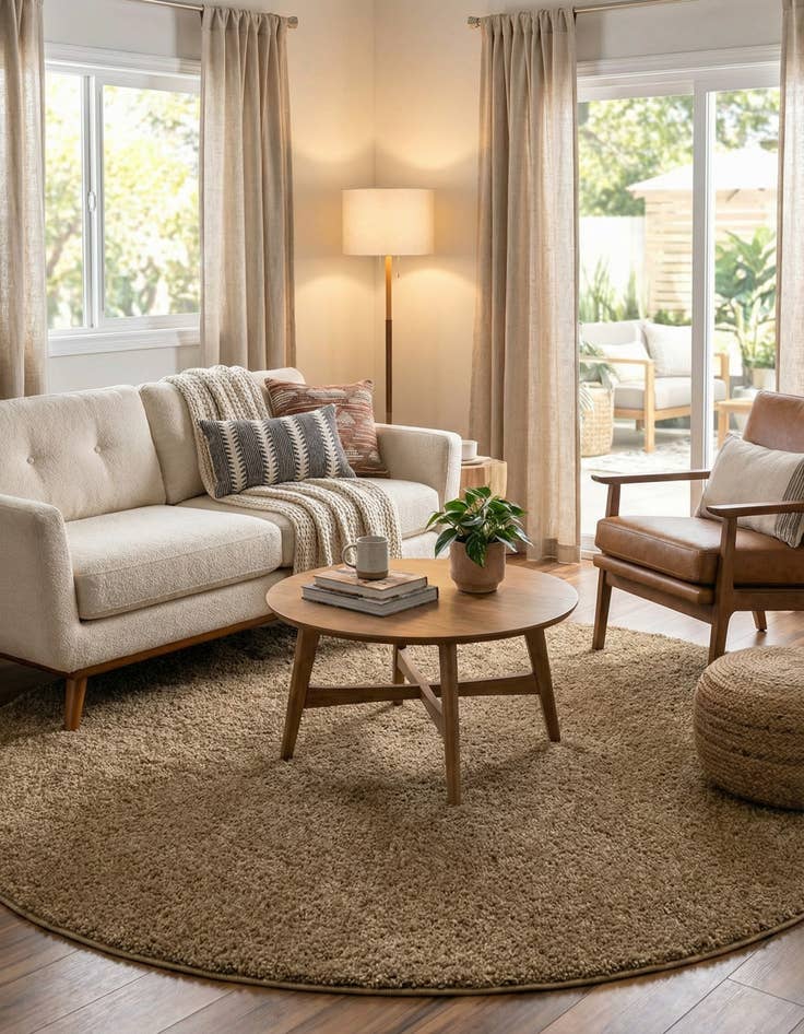 Detail image of  8' x 8' Soft Solid Shag Round Rug