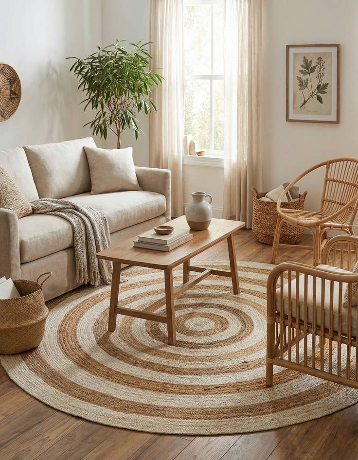 Detail image of 10' x 10'  Hand Braided Jute Round Rug