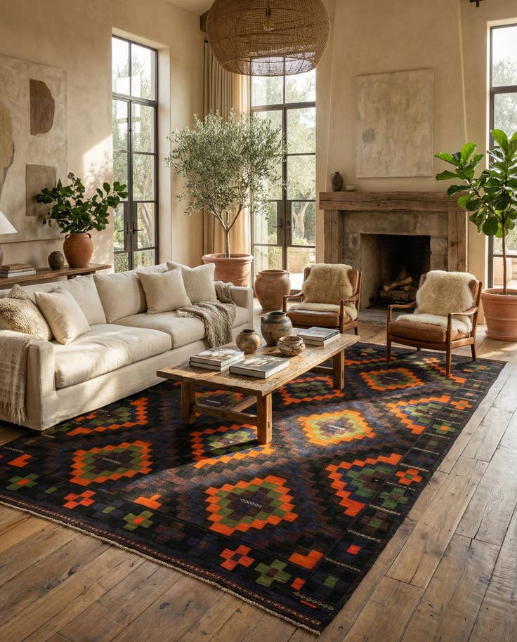 Detail image of 10' x 15' 9 Hand Woven Kilim Afghan Wool Rug