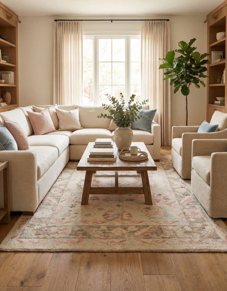 Detail image of 5' 9 x 9' 4  Hand Knotted Oushak Wool Rug