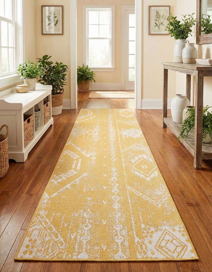 Detail image of 2' 7 x 12'  Washable Bohemian Indoor / Outdoor Runner Rug